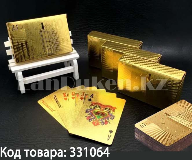 Покерные карты с золотым напылением Golden Premium Euro 54 Карты игральные сувенирные (золото) - фото 1 - id-p73007144