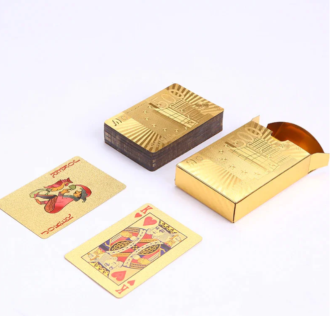 Покерные карты с золотым напылением Golden Premium Euro 54 Карты игральные сувенирные (золото) - фото 2 - id-p73007144