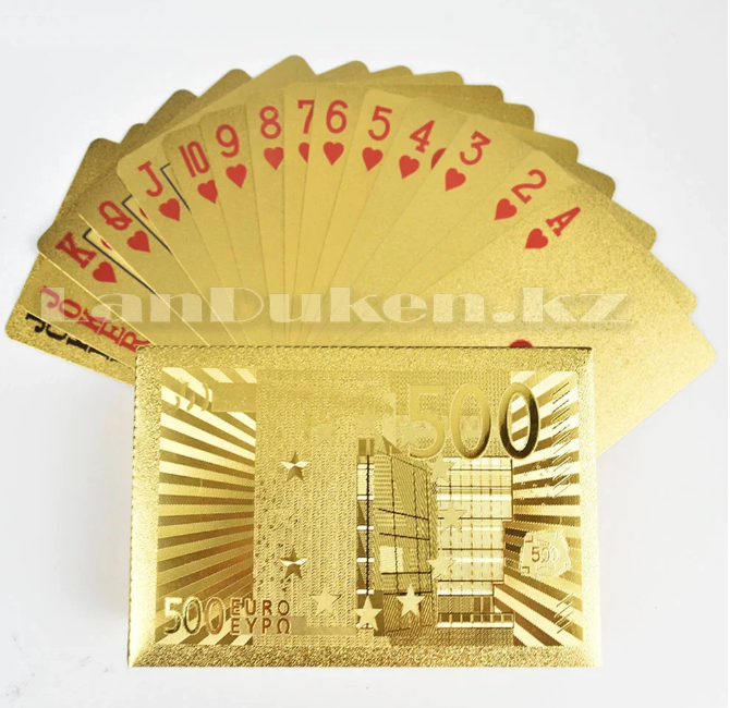 Покерные карты с золотым напылением Golden Premium Euro 54 Карты игральные сувенирные (золото) - фото 7 - id-p73007144