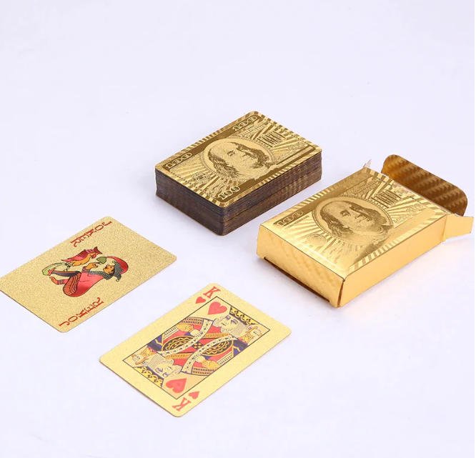 Покерные карты с золотым напылением Golden Premium dollar 54 Карты игральные сувенирные (золотой доллар) - фото 2 - id-p73024179