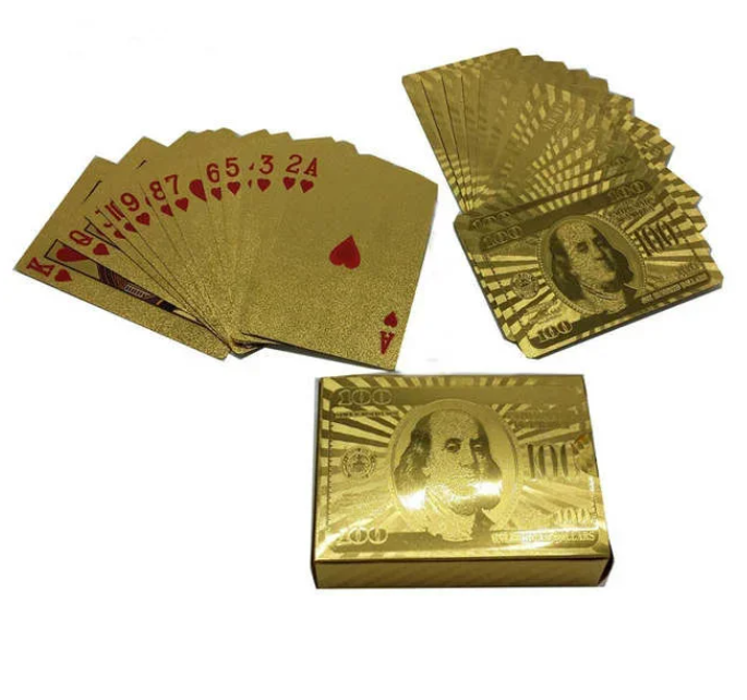 Покерные карты с золотым напылением Golden Premium dollar 54 Карты игральные сувенирные (золотой доллар) - фото 3 - id-p73024179