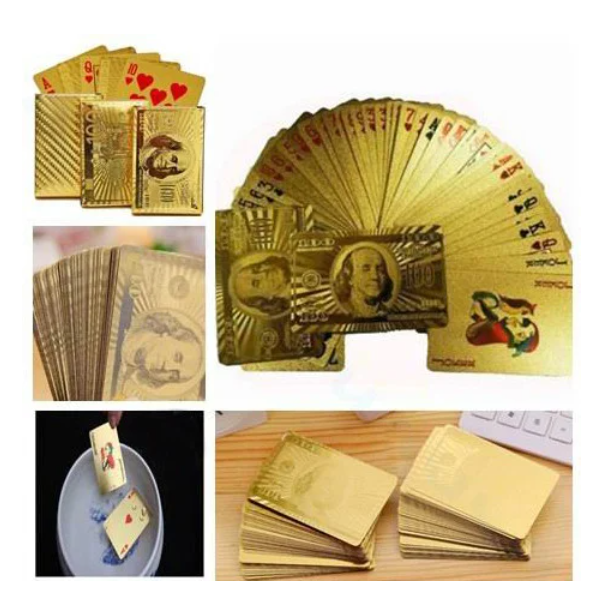 Покерные карты с золотым напылением Golden Premium dollar 54 Карты игральные сувенирные (золотой доллар) - фото 5 - id-p73024179