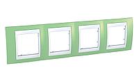Рамка 4-ая (четверная), Зеленое яблоко/Белый, серия Unica, Schneider Electric