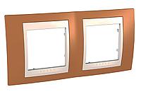 Рамка 2-ая (двойная), Оранжевый/Бежевый, серия Unica, Schneider Electric