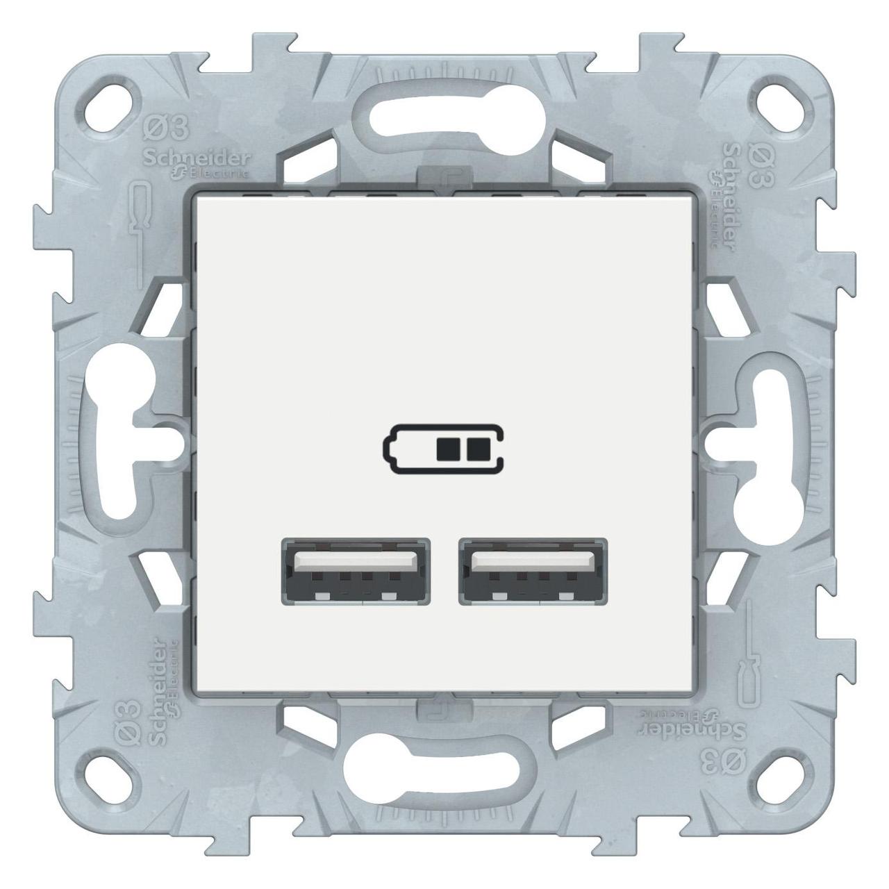 Розетка USB 2-ая (для подзарядки) , Белый, серия Unica New, Schneider Electric