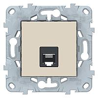 Розетка телефонная 1-ая 4 контакта, RJ-11 , Бежевый, серия Unica New, Schneider Electric