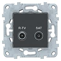 Теледидар розеткасы жалғыз ТВ-SAT , Антрацит, Unica New сериясы, Schneider Electric