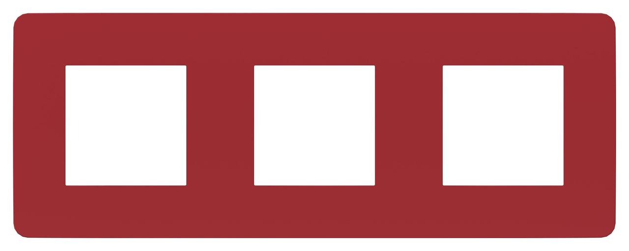 Рамка 3-ая (тройная), Красный/Белый, серия Unica Studio, Schneider Electric