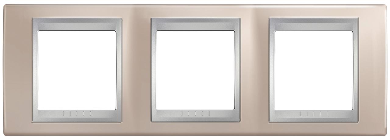 Рамка 3-ая (тройная), Оникс/Алюминий (металл), серия UNICA TOP/CLASS, Schneider Electric