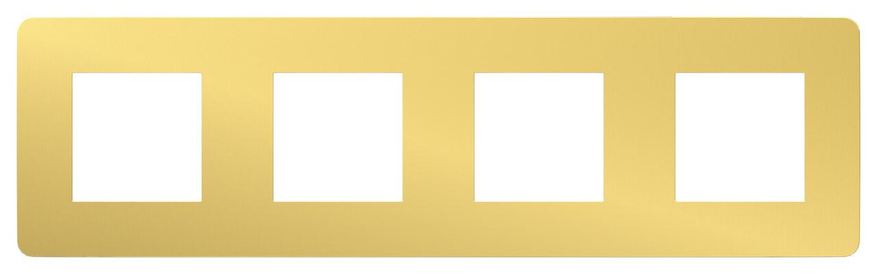 Рамка 4-ая (четверная), Золото/Бежевый, серия Unica Studio, Schneider Electric
