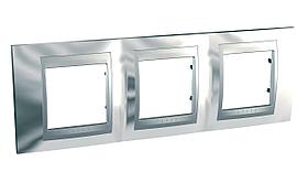 Рамка 3-ая (тройная), Хром/Алюминий (металл), серия UNICA TOP/CLASS, Schneider Electric