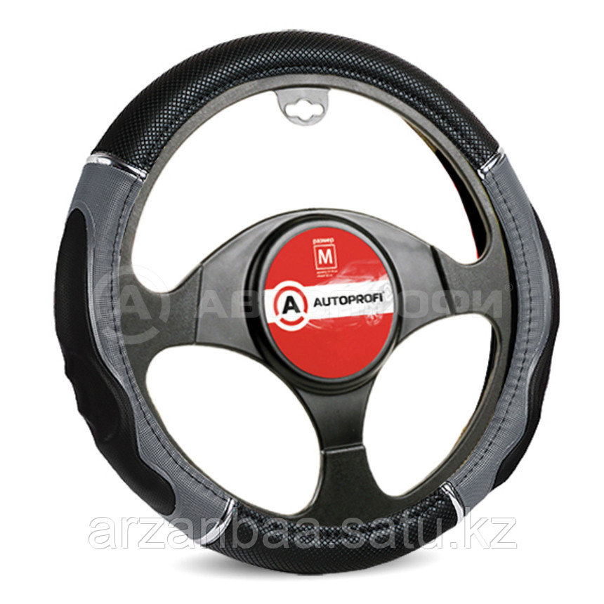 Оплетка руля с гелевым наполнителем AUTOPROFI GL-1020 BK/GY (M)