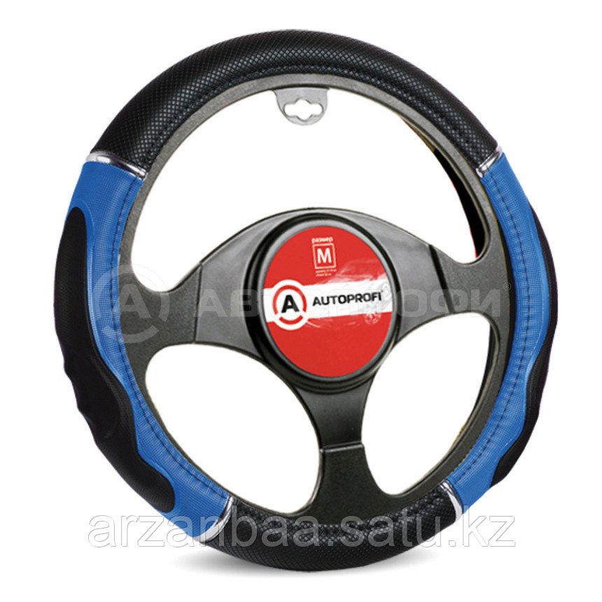 Оплетка руля с гелевым наполнителем AUTOPROFI GL-1020 BK/BL (M)