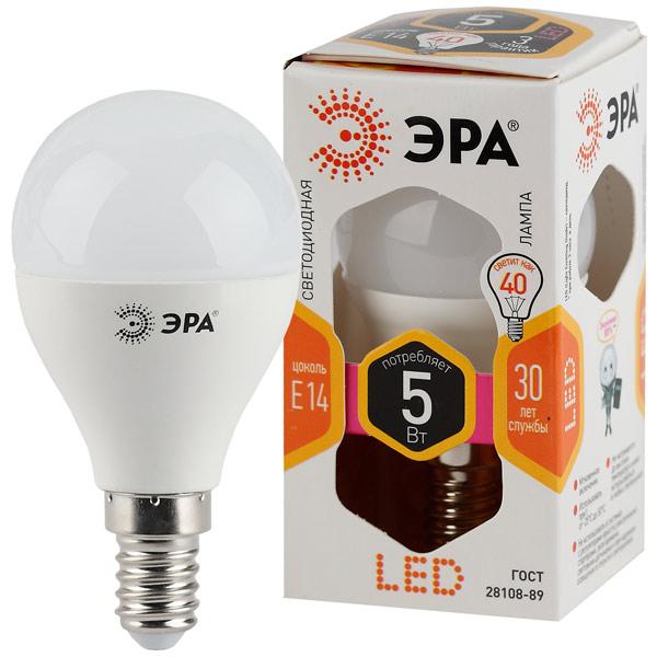 Лампа светодиодная ЭРА 360-LED P45-5w-827-E27