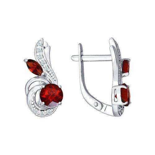 Серьги из серебра с гранатами и фианитами SOKOLOV 92020138
