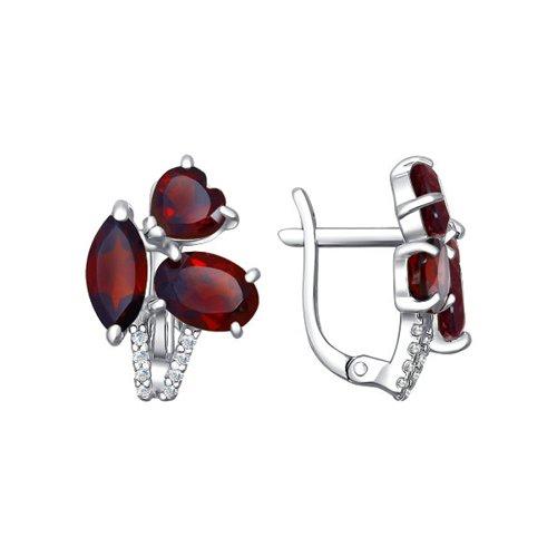 Серьги из серебра с гранатами и фианитами SOKOLOV 92021025