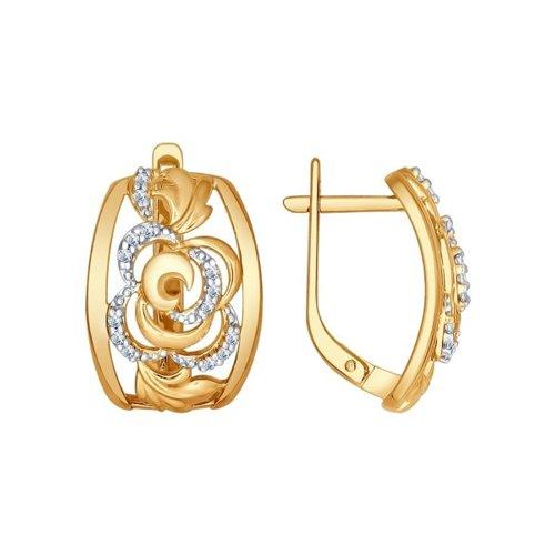 Серьги из золочёного серебра с фианитами SOKOLOV 93020708