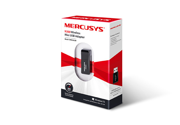 Адаптер Mercusys MW300UM . 2T2R, 2.4GHz, 802.11g/b/n, USB2.0 - фото 1 - id-p76252686