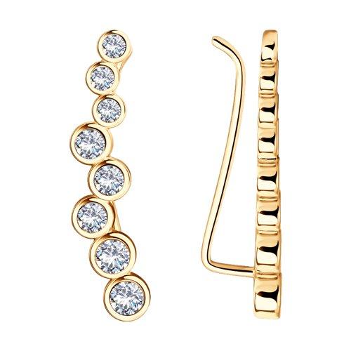 Серьги из золочёного серебра с фианитами SOKOLOV 93021057