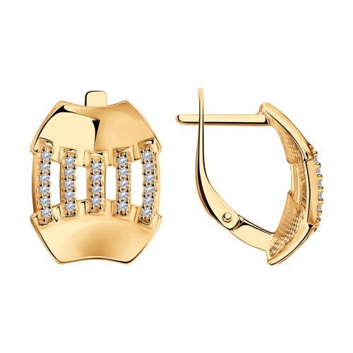 Серьги из золочёного серебра с фианитами SOKOLOV 93021037
