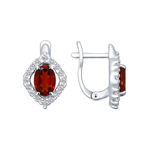 Серьги из серебра с гранатами и фианитами SOKOLOV 92021118