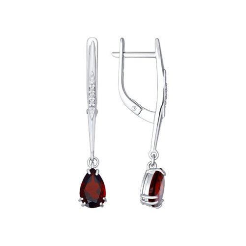 Серьги из серебра с гранатами и фианитами SOKOLOV 92020479