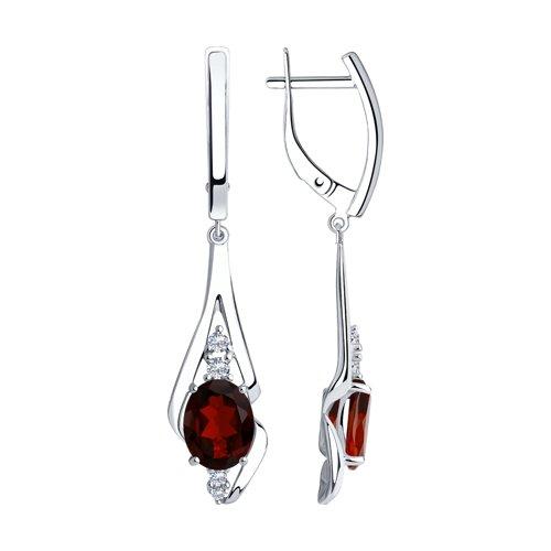 Серьги из серебра с гранатами и фианитами SOKOLOV 92022253