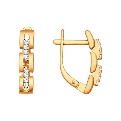 Серьги из золочёного серебра с фианитами SOKOLOV 93020594