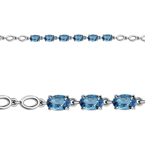 Серебряный браслет с топазом свисс Aquamarine 7446805.5
