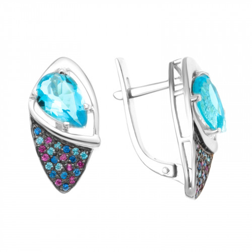 Серьги из серебра с фианитом Teosa 2000-0297-MIX