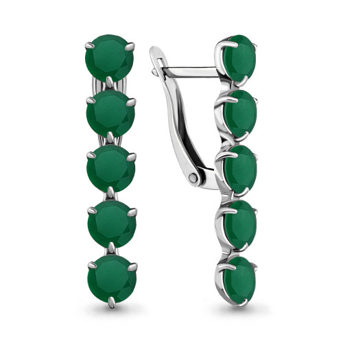 Серебряные серьги с агатом зелёным Aquamarine 4706809.5