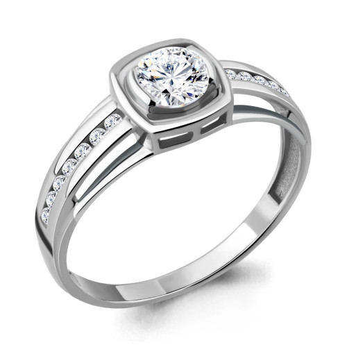 Кольцо из серебра с фианитом сваровски Aquamarine 66570А