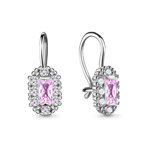 Серьги из серебра с фианитом Aquamarine 40967В