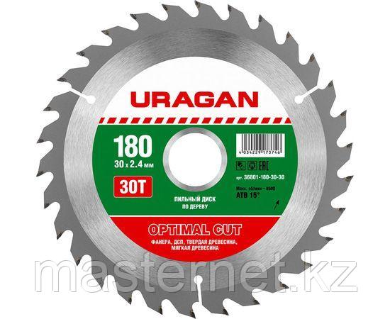 URAGAN Optimal cut 180 х 30 мм, 30Т, диск пильный по дереву