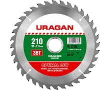 URAGAN Optimal cut 210 х 30 мм, 36Т, диск пильный по дереву