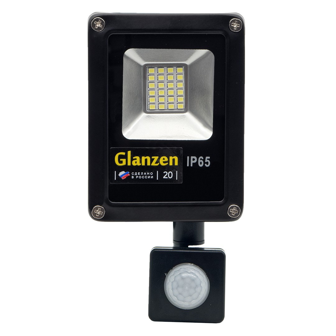 Светодиодный прожектор c датчиком движения GLANZEN FAD-0011-20 (20 Вт,6000К, SIP) - фото 2 - id-p75504657