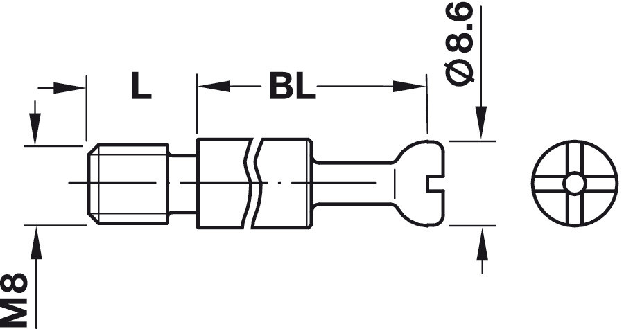 Болт стяжки Maxifix сталь оцинк B 55мм М8 L 11мм - фото 2 - id-p44853926