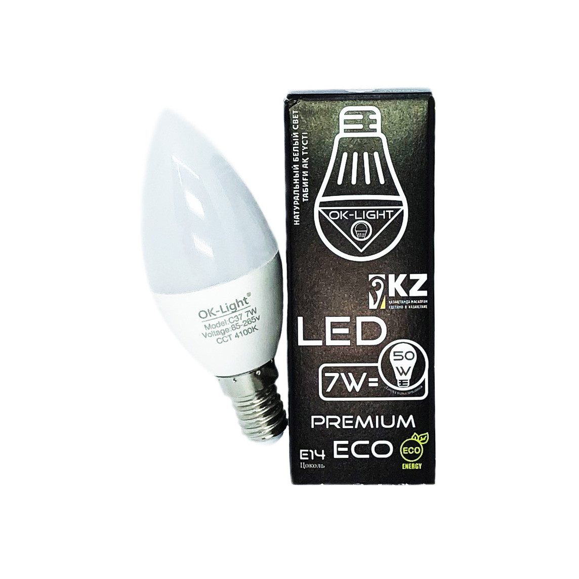 Лампа светодиодная "свеча" серии PREMIUM цоколь Е14 - 7W (4100К - Натуральный белый)