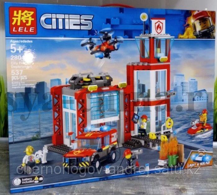 Конструктор аналог лего 28049 Lele Cities "Пожарное депо" аналог LEGO 60215, 537 деталей