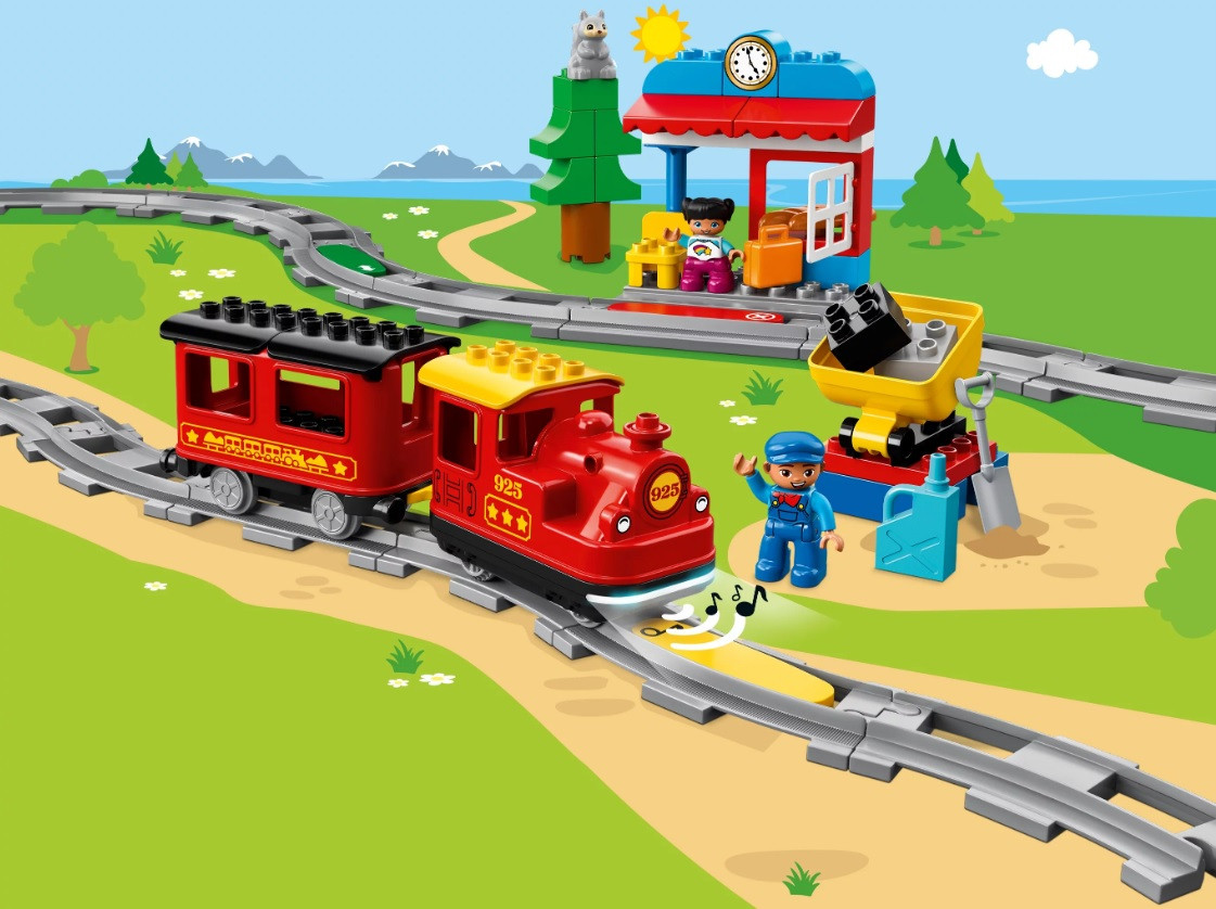 LEGO DUPLO 10874 Поезд на паровой тяге, свет и звук, конструктор ЛЕГО