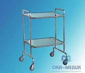 Столик мед.Инструментальный СМи-5-«Ока-Медик»(стекло/стекло,меб кол.d50, каркас сталь с покрытием)