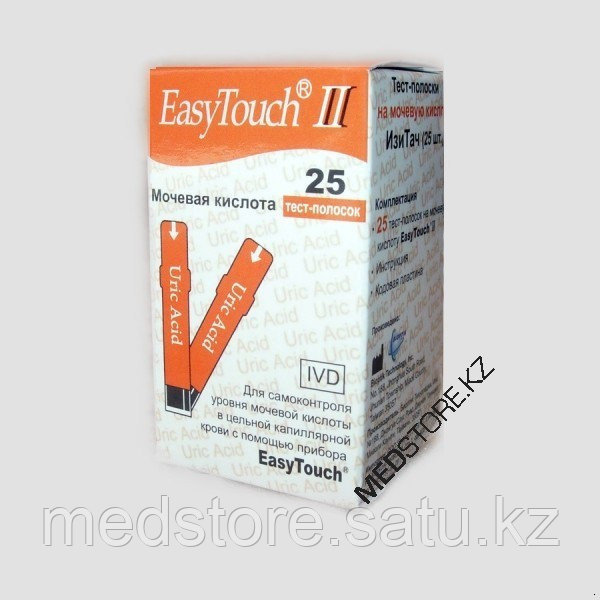 Тест-полоски EasyTouch для определения мочевой кислоты в крови в упаковке 25 полосок