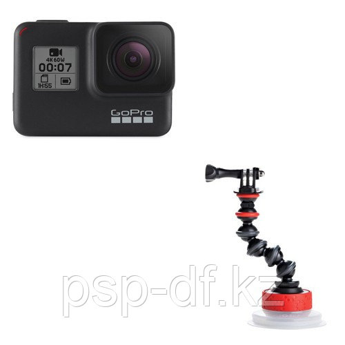 Экшн камера GoPro HERO7 Black + Держатель на присоске Joby Suction Cup