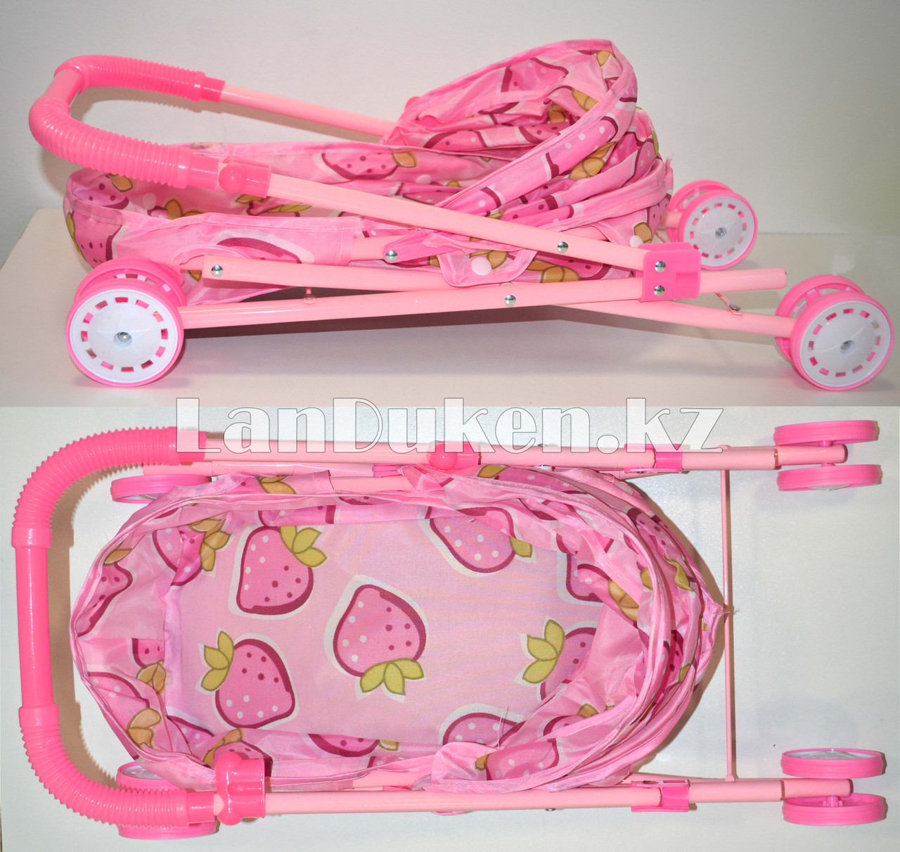 Детская складная коляска для кукол с принтом клубники h=54 см - фото 5 - id-p76453844