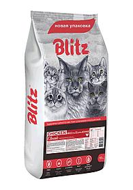 Сухой корм для кошек всех пород Blitz For Adult Cats Chicken с курицей