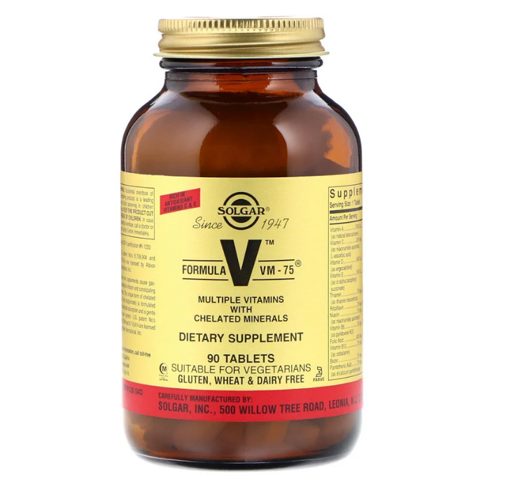 Solgar, Formula V, VM-75, комплексные витамины с хелатными минералами ...