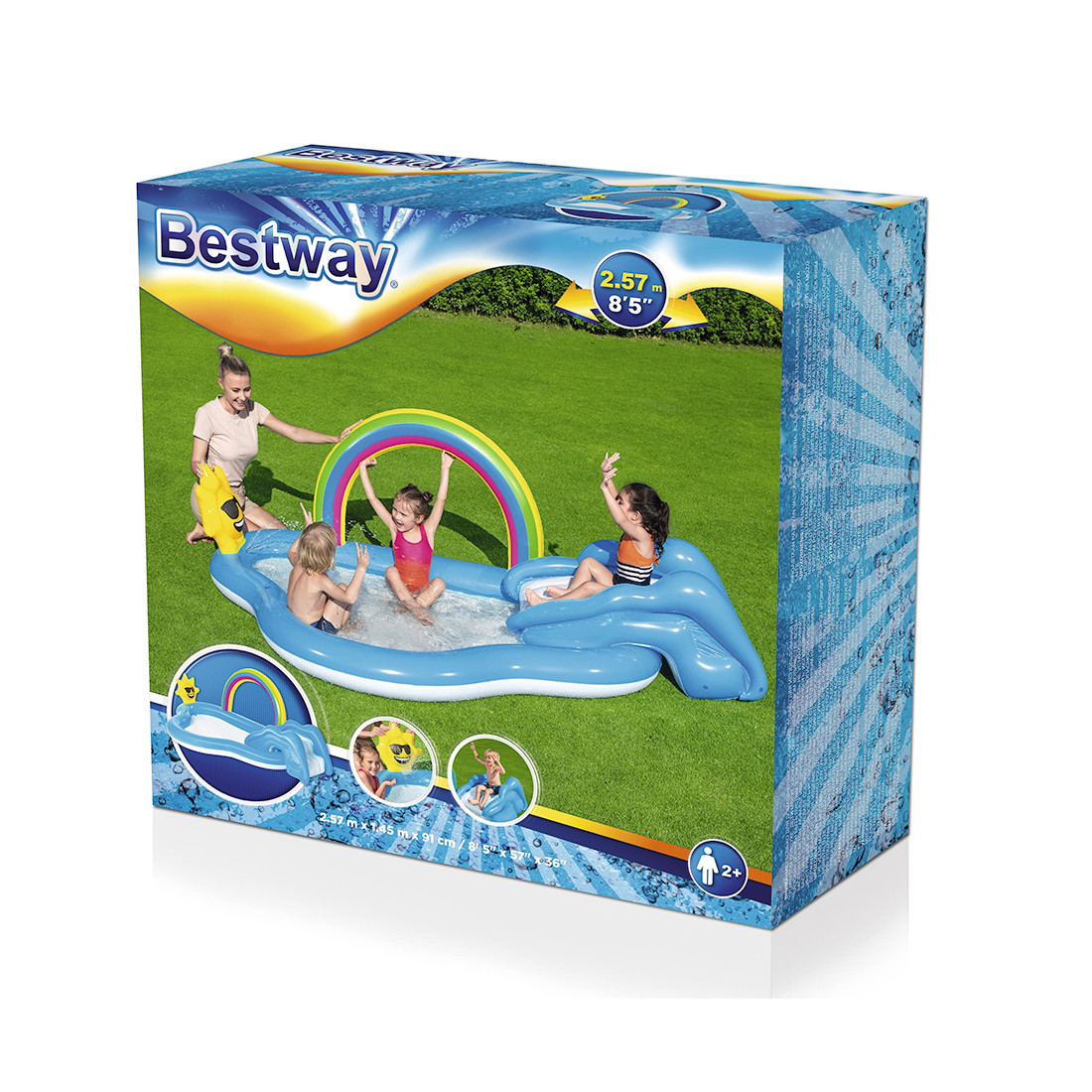 Детский надувной игровой бассейн Rainbow n' Shine 257 x 145 x 91 см, BESTWAY, 53092 - фото 2 - id-p76470364