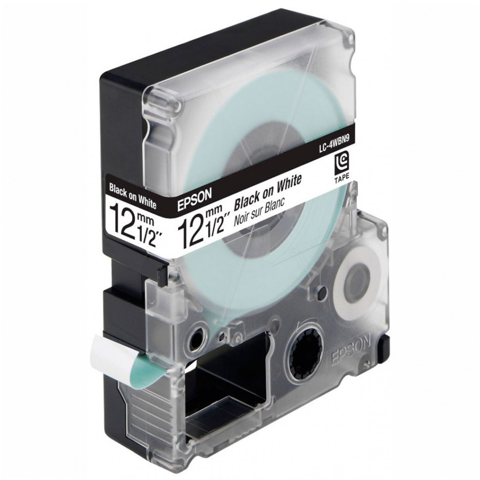 Лента Epson C53S654023 LK-4WBB Матовая лента 12мм, Бел./Черн., 9м