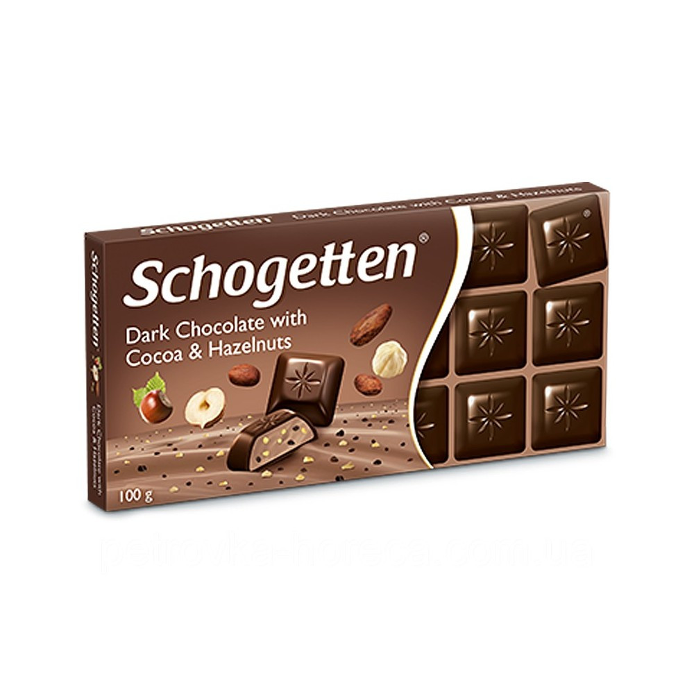 Молочный шоколад Schogetten  Dark Chocolate with Cocoa Hazelnuts 100гр (15 шт. в упаковке)