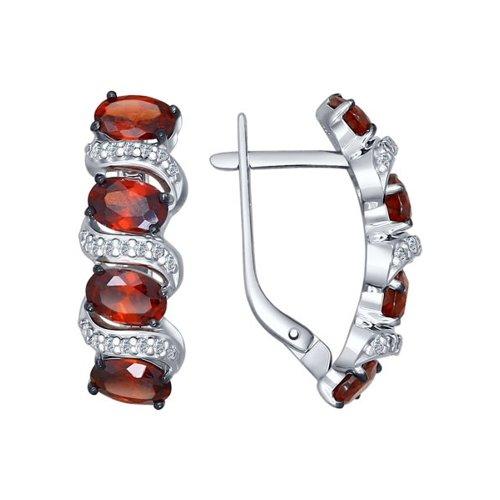 Серьги из серебра с гранатами и фианитами SOKOLOV 92021277